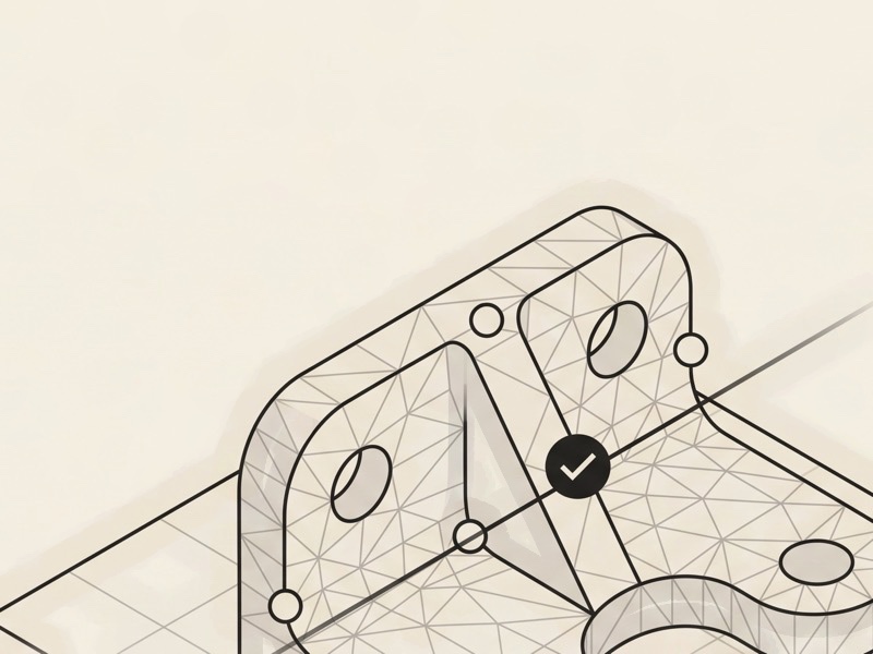 3Dモデルのワイヤーフレームをスキャンして検証する線画イラスト
